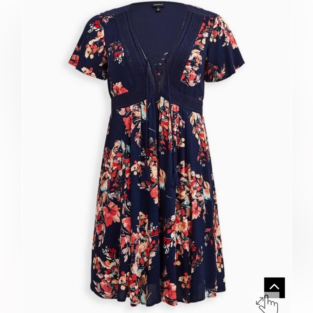 Torrid Blue Mini Gauze Lace-Up Skater Dress